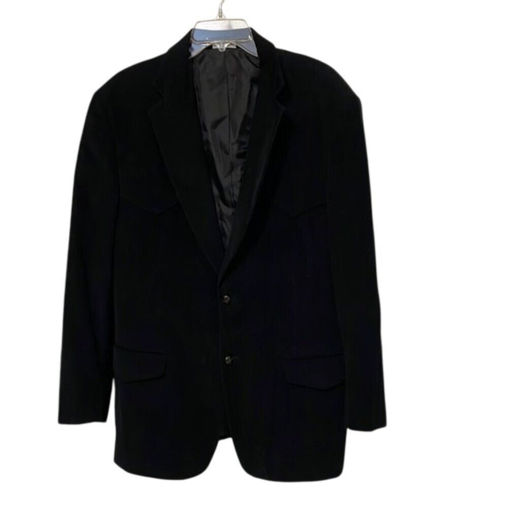 Cordovan & Grey Classic Black Corduroy Blazer Mens Size 44R Elbow Patches